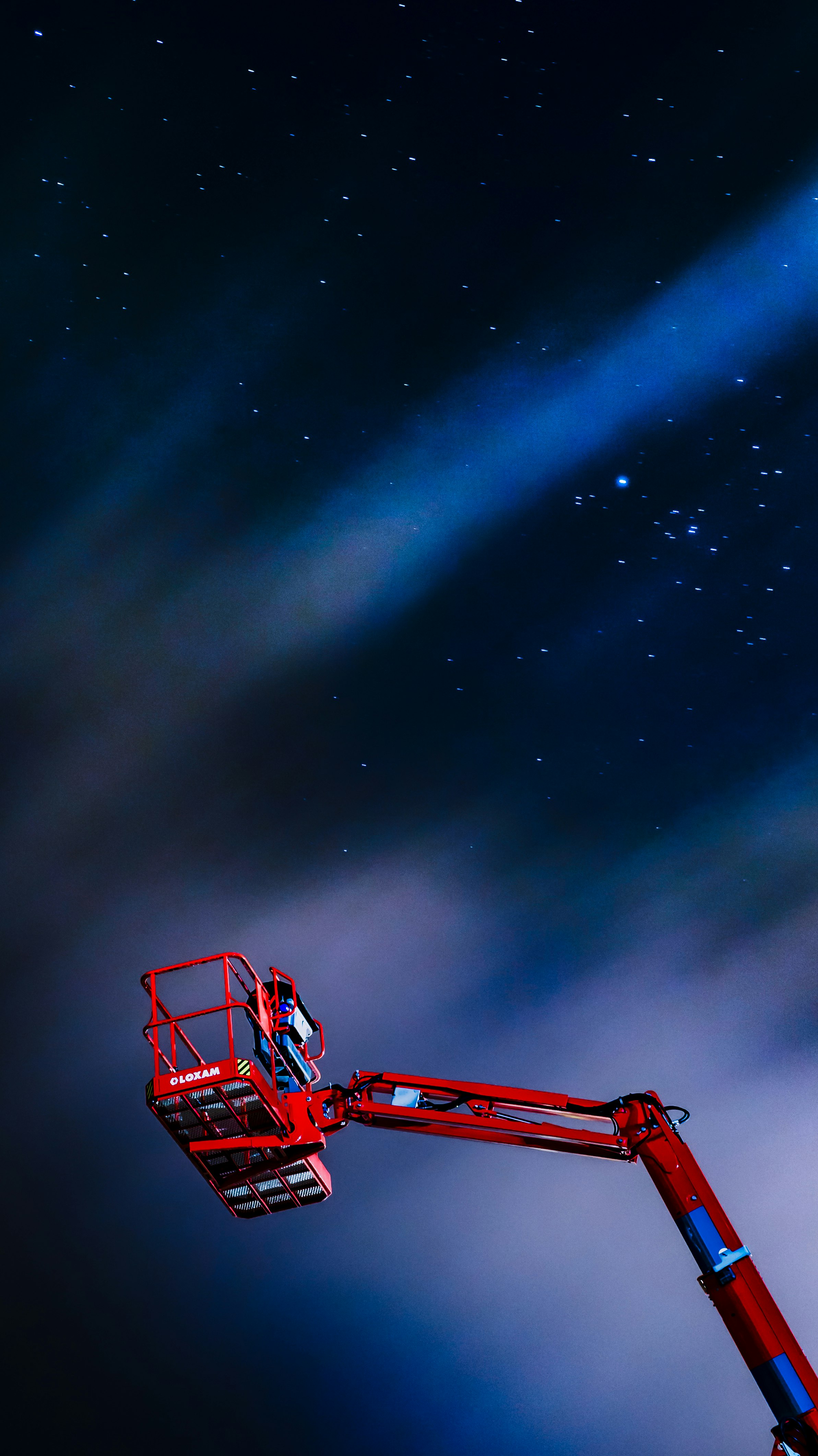 red man lift under starry night